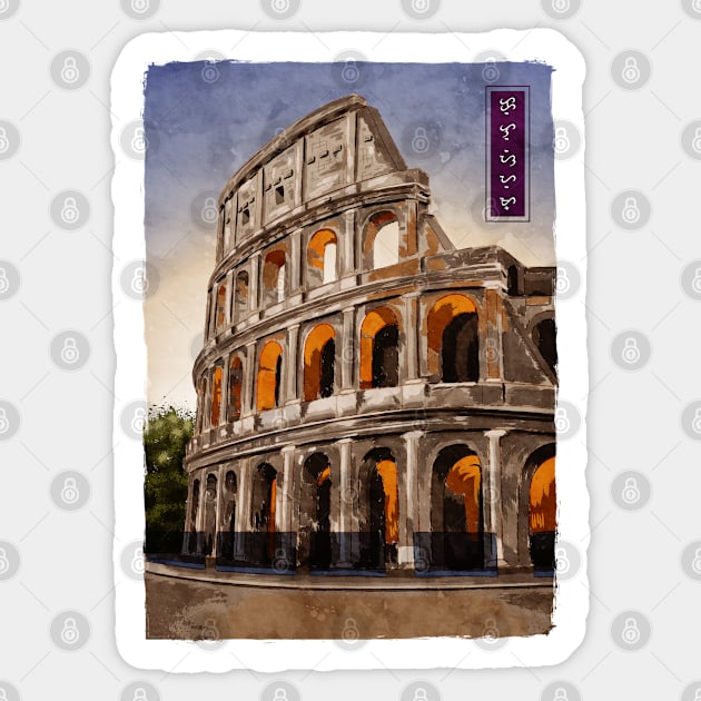 Colosseum - White Sticker by Thor Reyes
